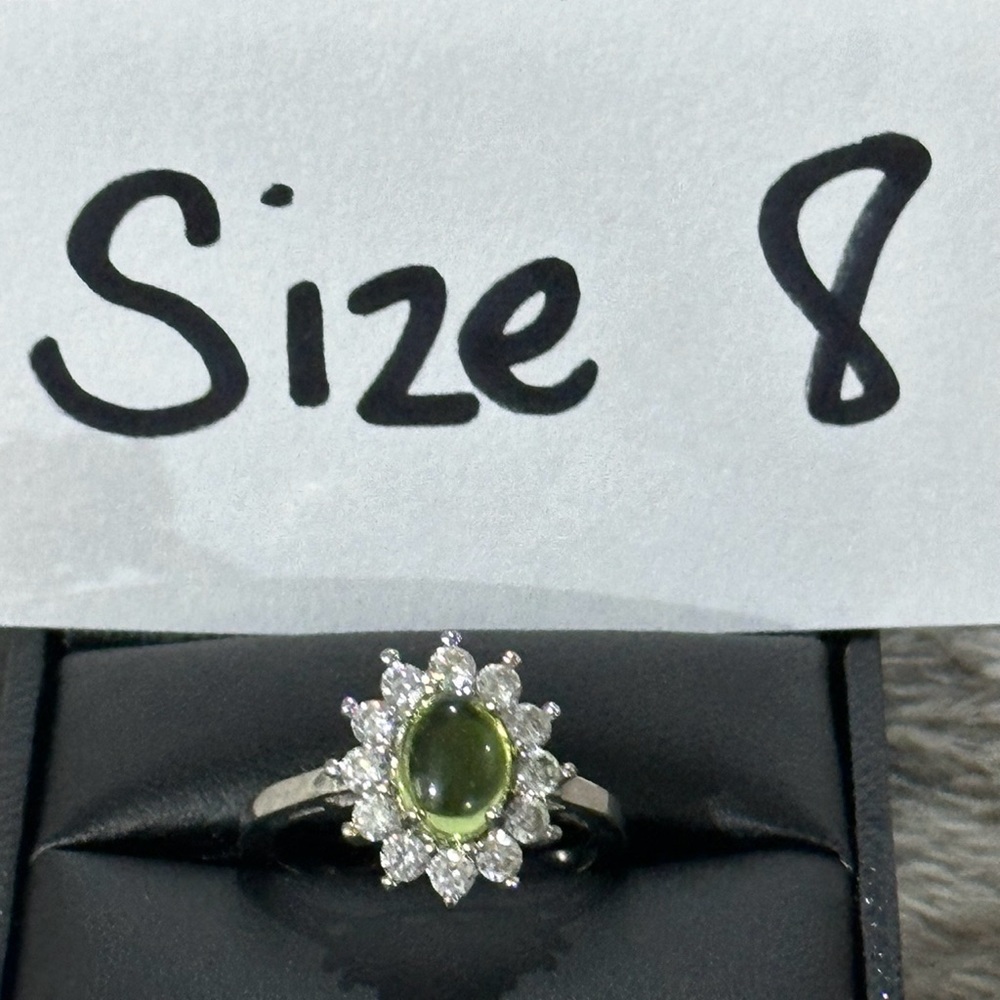 1ct Green Peridot with 1/2ct CZ in sterling silver!